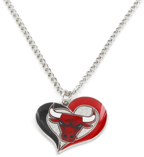 CHICAGO BULLS SWIRL HEART NECKLACE