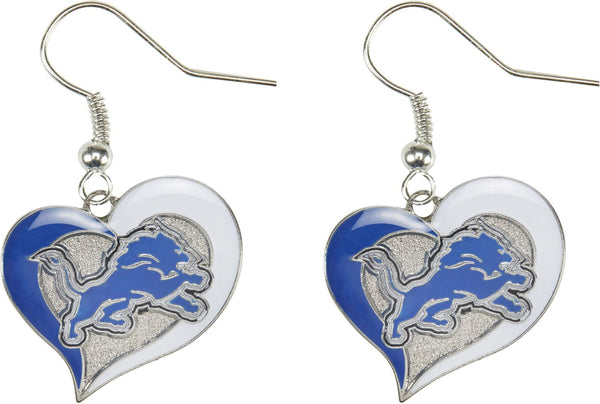 WHOLESALE DETROIT LIONS SWIRL HEART EARRINGS