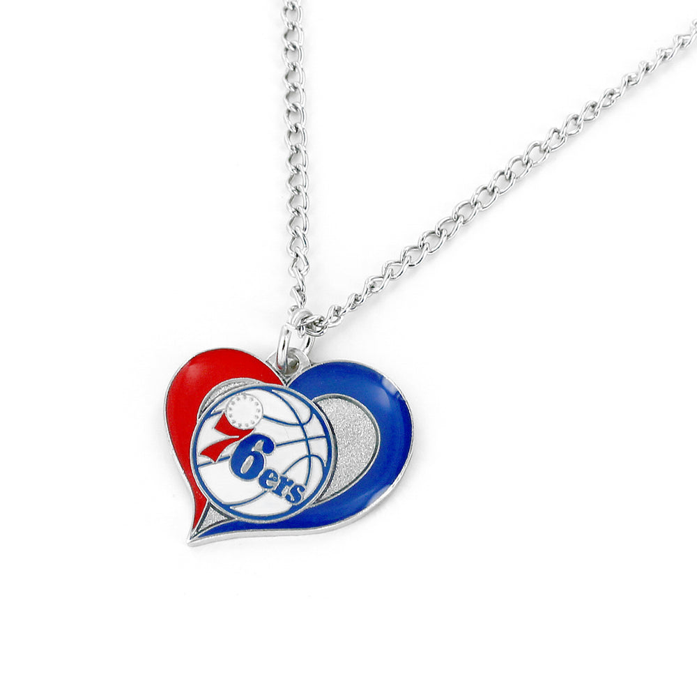 PHILADELPHIA 76ERS SWIRL HEART NECKLACE