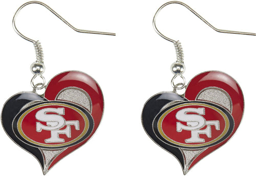 WHOLESALE SAN FRANCISCO 49ERS SWIRL HEART EARRINGS