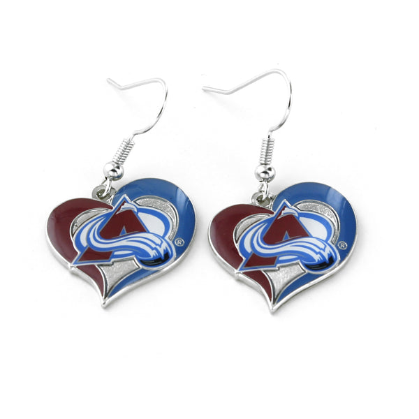 WHOLESALE COLORADO AVALANCHE SWIRL HEART EARRINGS