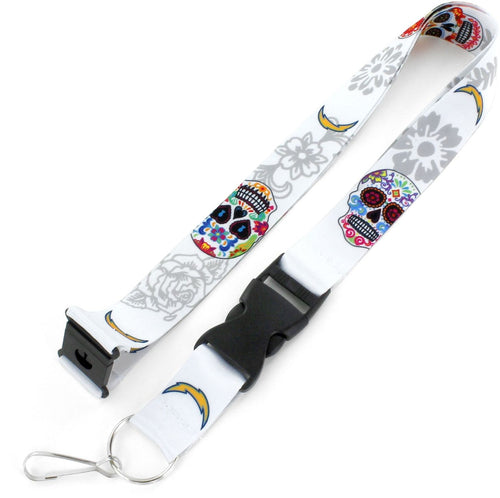 WHOLESALE LOS ANGELES CHARGERS (WHITE) SUGAR SKULL LANYARD