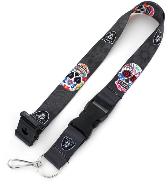 LAS VEGAS RAIDERS (BLACK) SUGAR SKULL LANYARD