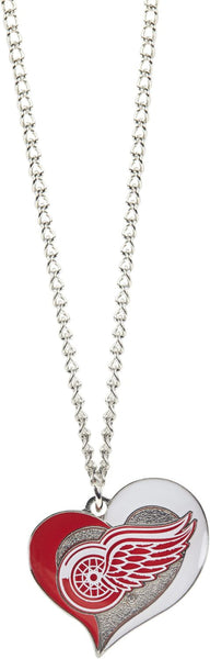 WHOLESALE DETROIT RED WINGS SWIRL HEART NECKLACE