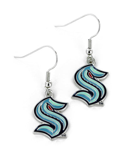 WHOLESALE SEATTLE KRAKEN LOGO DANGLER EARRINGS