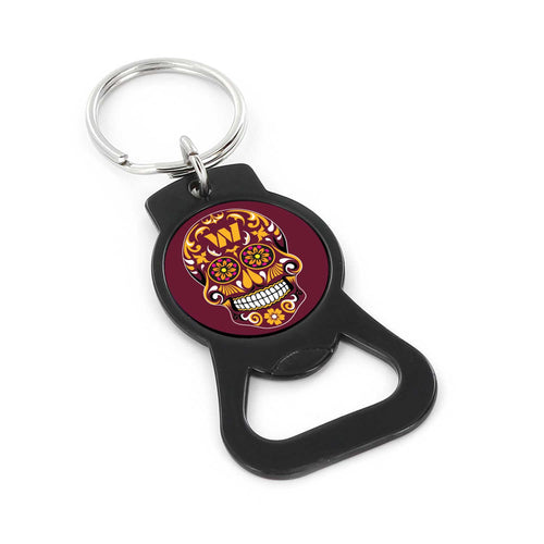 WASHINGTON COMMANDERS SUGAR SKULL (BLACK) BOTTLE OPENER KEYCHAIN