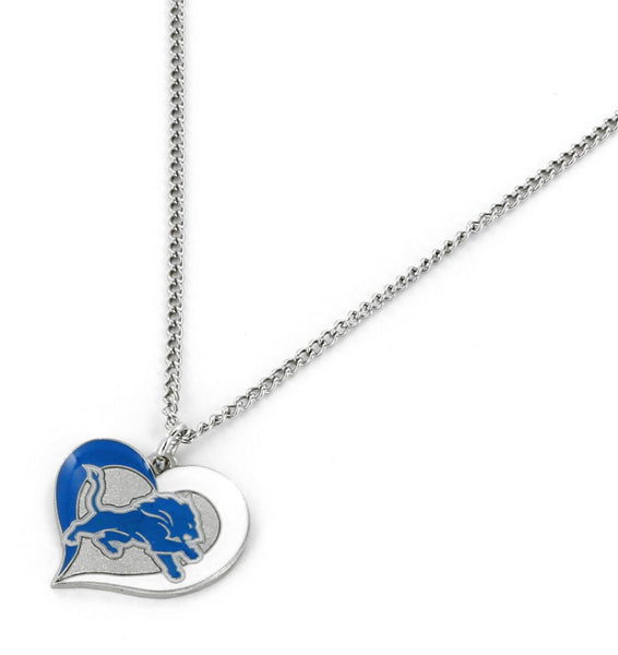WHOLESALE DETROIT LIONS SWIRL HEART NECKLACE