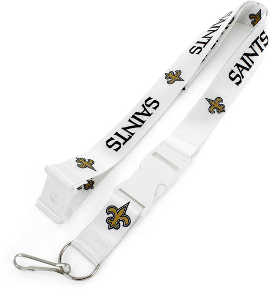 WHOLESALE NEW ORLEANS SAINTS (WHITE W/WHT BUCKLE) TEAM LANYARD