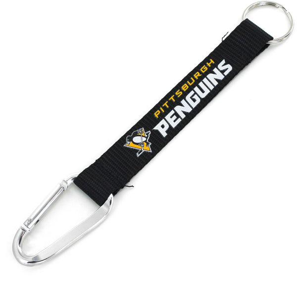 WHOLESALE PITTSBURGH PENGUINS (BLACK) CARABINER LANYARD KEYCHAIN