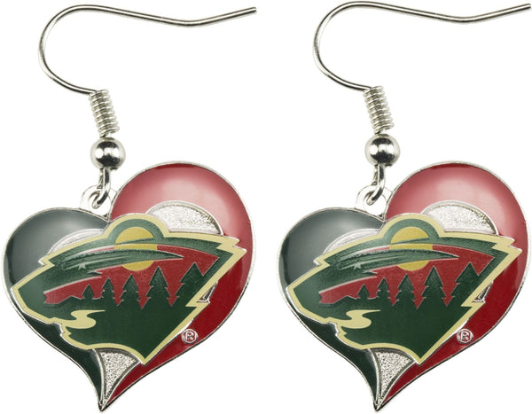 WHOLESALE MINNESOTA WILD SWIRL HEART EARRINGS