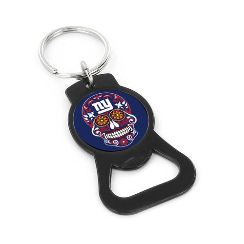 WHOLESALE NEW YORK GIANTS SUGAR SKULL (BLACK) BOTTLE OPENER KEYCHAIN