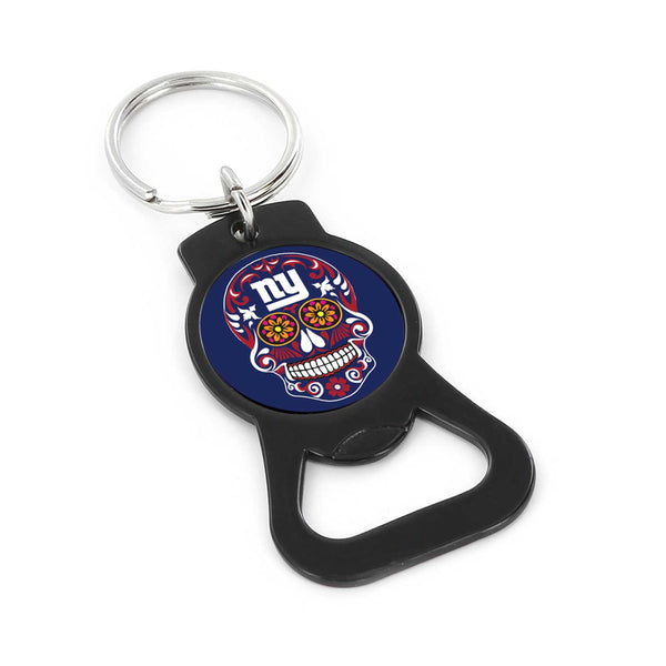 WHOLESALE NEW YORK GIANTS SUGAR SKULL (BLACK) BOTTLE OPENER KEYCHAIN