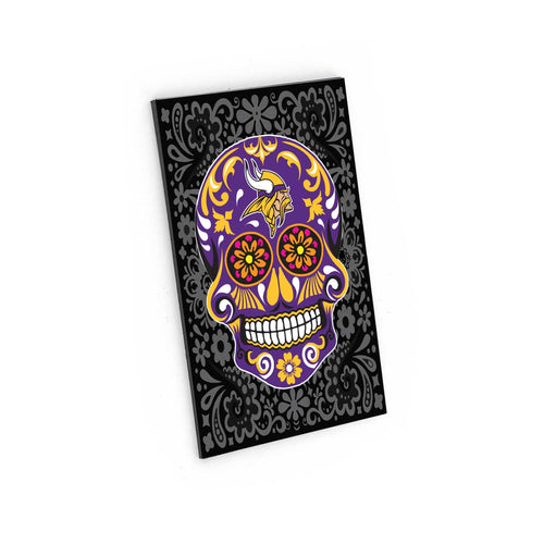 MINNESOTA VIKINGS SUGAR SKULL PATTERN MAGNET