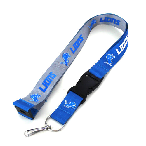 WHOLESALE DETROIT LIONS (SILVER/ BLUE) REVERSIBLE LANYARD