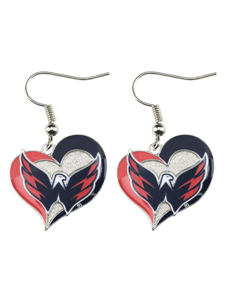 WHOLESALE WASHINGTON CAPITALS SWIRL HEART EARRINGS