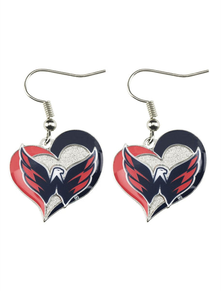WHOLESALE WASHINGTON CAPITALS SWIRL HEART EARRINGS