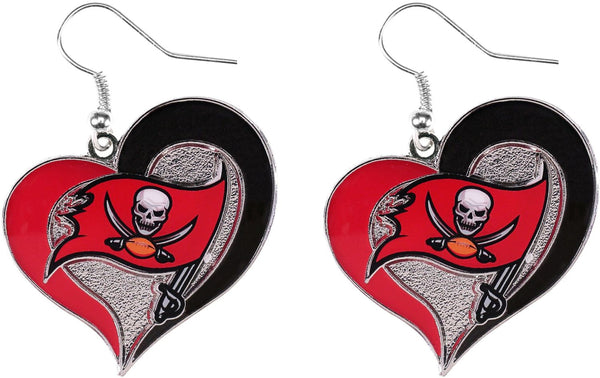 WHOLESALE TAMPA BAY BUCCANEERS SWIRL HEART EARRINGS