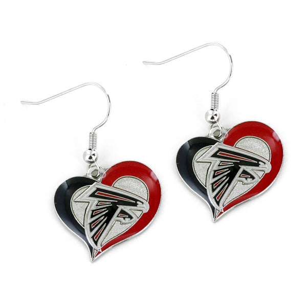 WHOLESALE ATLANTA FALCONS SWIRL HEART EARRINGS