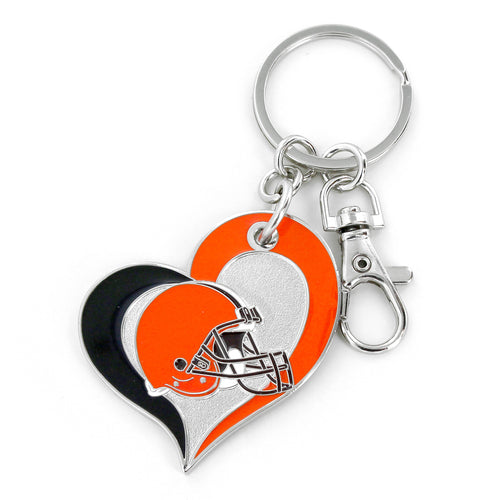 CLEVELAND BROWNS SWIRL HEART KEYCHAIN