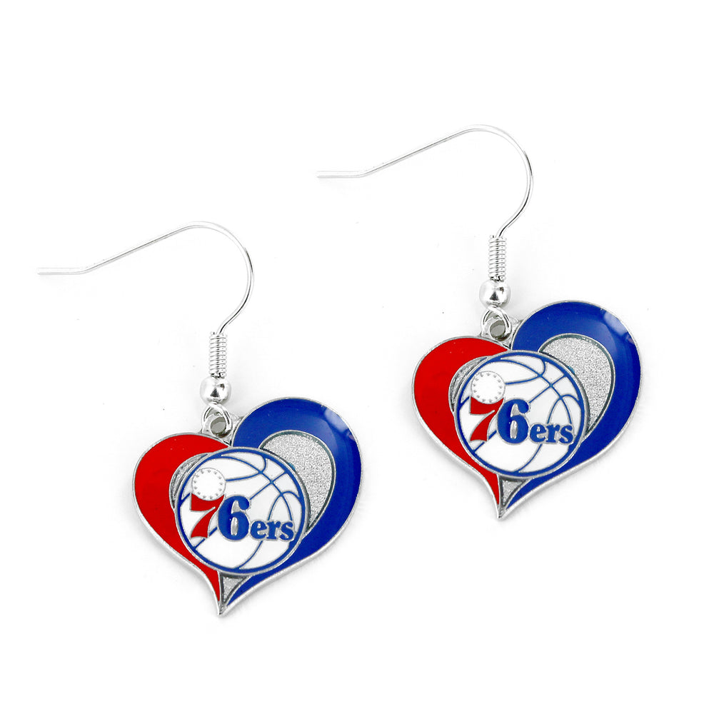 PHILADELPHIA 76ERS SWIRL HEART EARRINGS