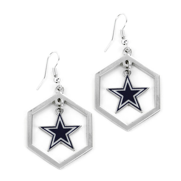 WHOLESALE DALLAS COWBOYS HEXAGON CUTOUT EARRING