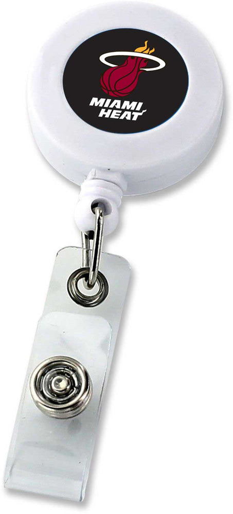 WHOLESALE MIAMI HEAT (WHITE) RETRACTABLE BADGE HOLDER (NE)