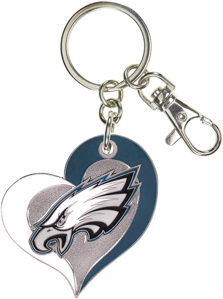 WHOLESALE PHILADELPHIA EAGLES SWIRL HEART KEYCHAIN
