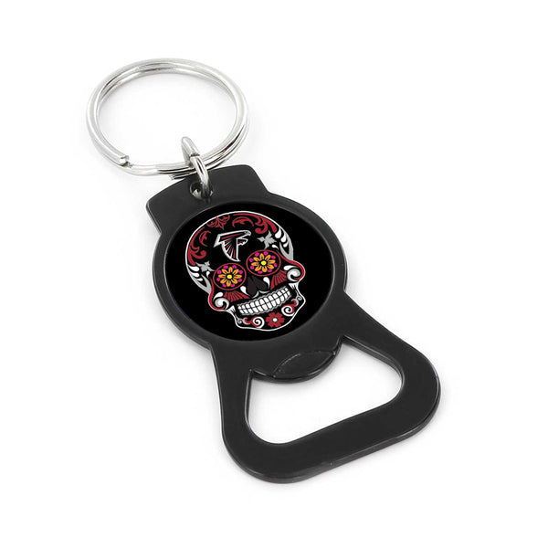 WHOLESALE ATLANTA FALCONS SUGAR SKULL (BLACK) BOTTLE OPENER KEYCHAIN