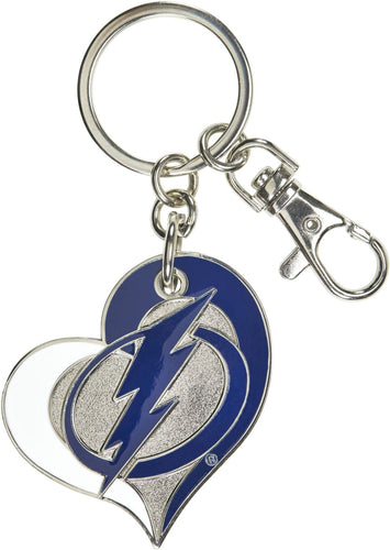 WHOLESALE TAMPA BAY LIGHTNING SWIRL HEART KEYCHAIN