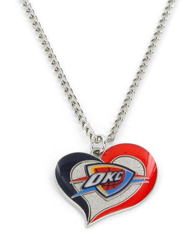 WHOLESALE OKLAHOMA CITY THUNDER SWIRL HEART NECKLACE