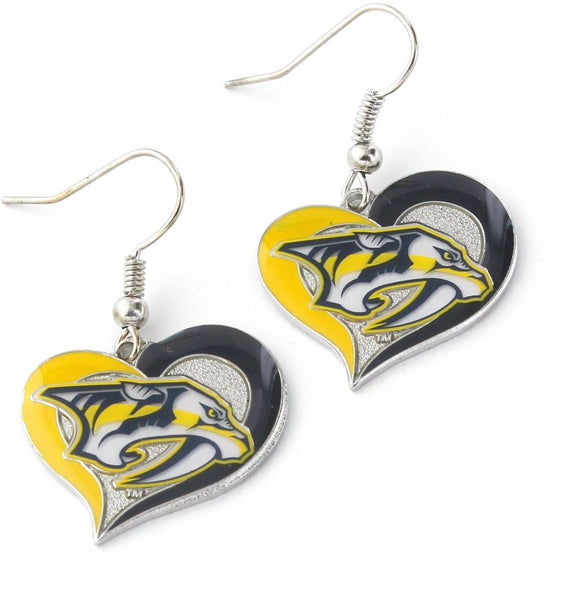 WHOLESALE NASHVILLE PREDATORS SWIRL HEART EARRINGS