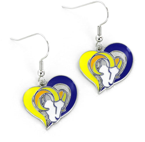WHOLESALE LOS ANGELES RAMS SWIRL HEART EARRINGS