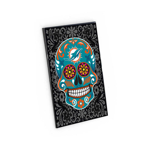 WHOLESALE MIAMI DOLPHINS SUGAR SKULL PATTERN MAGNET