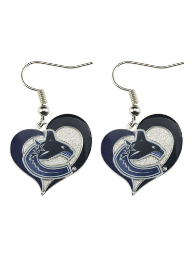WHOLESALE VANCOUVER CANUCKS SWIRL HEART EARRINGS
