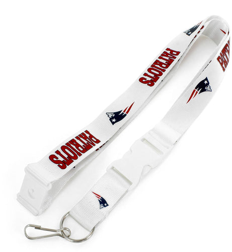 WHOLESALE NEW ENGLAND PATRIOTS (WHITE W/WHT BUCKLE) TEAM LANYARD