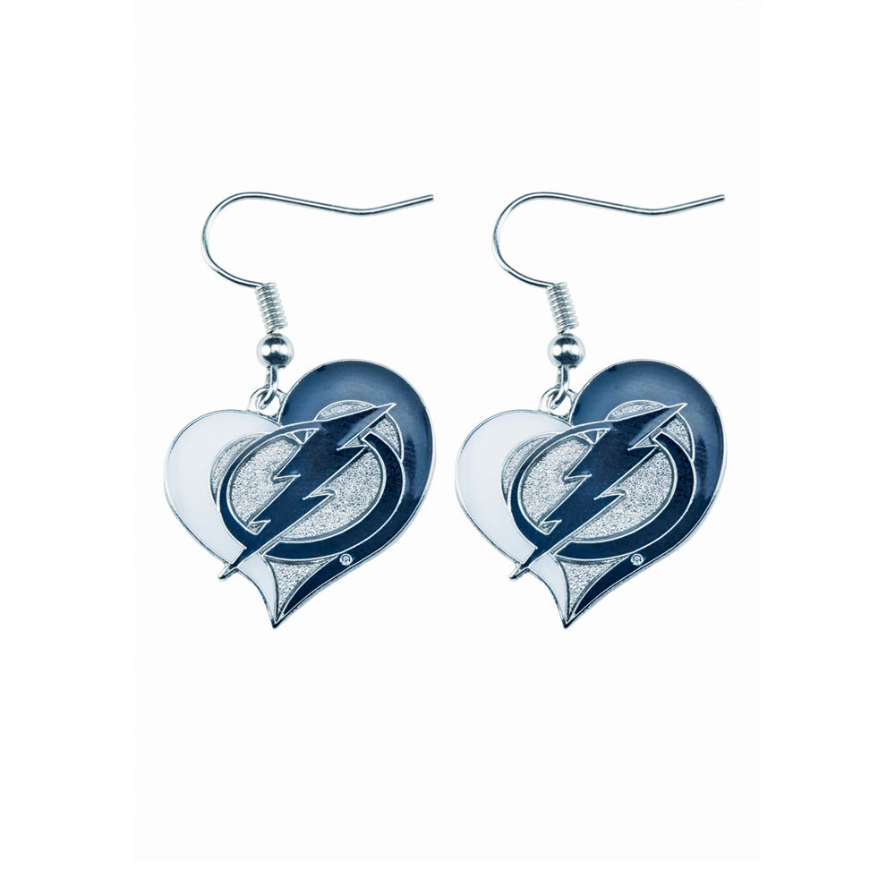 WHOLESALE TAMPA BAY LIGHTNING SWIRL HEART EARRINGS