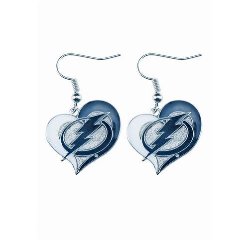 WHOLESALE TAMPA BAY LIGHTNING SWIRL HEART EARRINGS