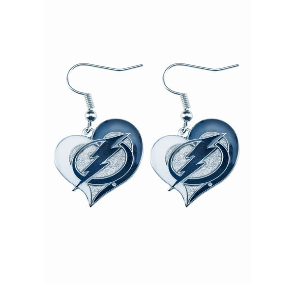 WHOLESALE TAMPA BAY LIGHTNING SWIRL HEART EARRINGS
