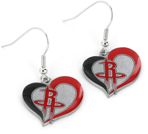 WHOLESALE HOUSTON ROCKETS SWIRL HEART EARRINGS