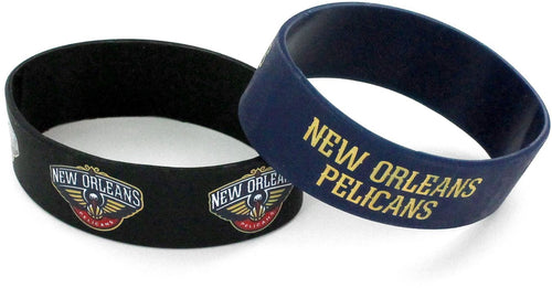 WHOLESALE NEW ORLEANS PELICANS WIDE BRACELETS (2-PACK)