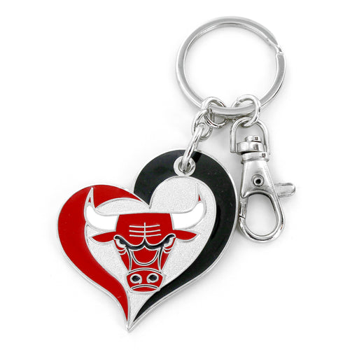 CHICAGO BULLS SWIRL HEART KEYCHAIN