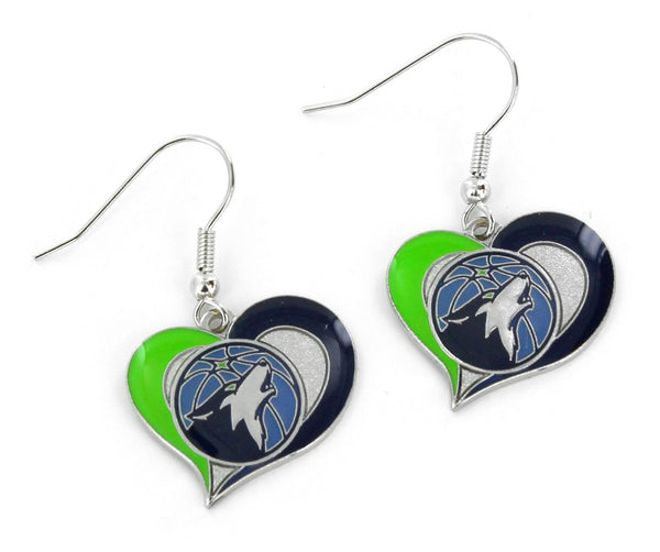 WHOLESALE MINNESOTA TIMBERWOLVES SWIRL HEART EARRINGS