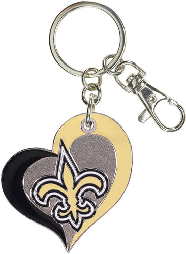 WHOLESALE NEW ORLEANS SAINTS SWIRL HEART KEYCHAIN
