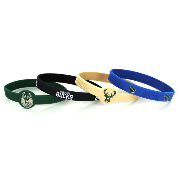 WHOLESALE MILWAUKEE BUCKS SILICONE BRACELET 4-PACK