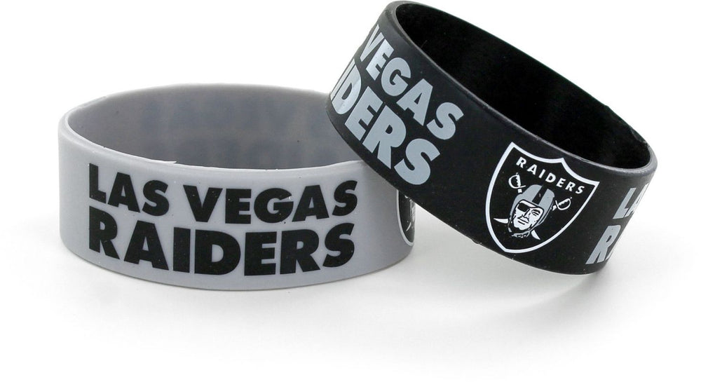 LAS VEGAS RAIDERS "LV" WIDE RUBBER BRACELETS (2PACK)