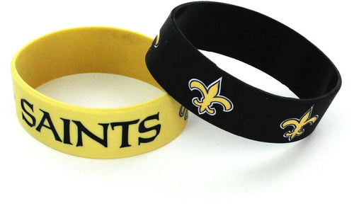 WHOLESALE NEW ORLEANS SAINTS WIDE BRACELETS (2-PACK)