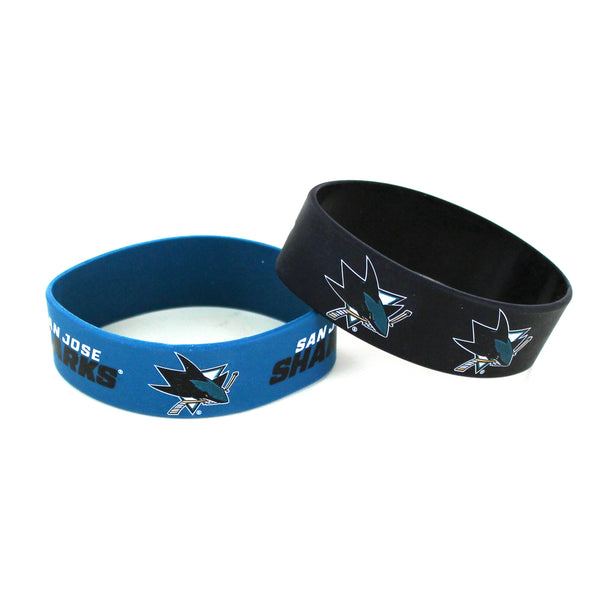 WHOLESALE SAN JOSE SHARKS WIDE WRISTBAND (2 PACK)