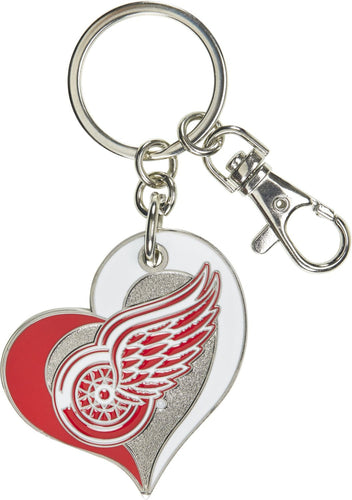 WHOLESALE DETROIT RED WINGS SWIRL HEART KEYCHAIN