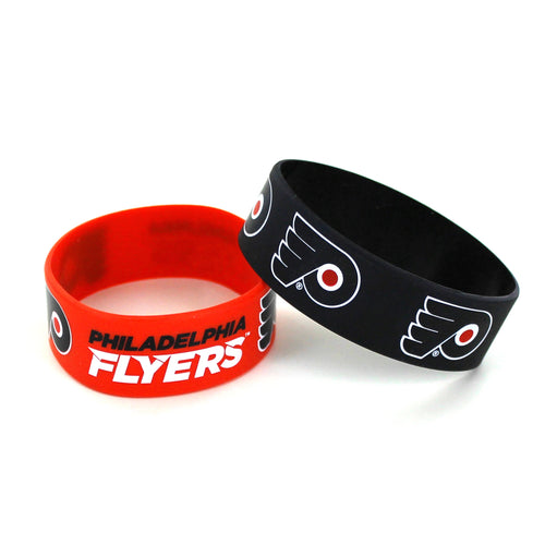 WHOLESALE PHILADELPHIA FLYERS WIDE BRACELETS (2 PACK)