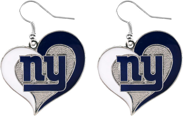 WHOLESALE NEW YORK GIANTS SWIRL HEART EARRINGS